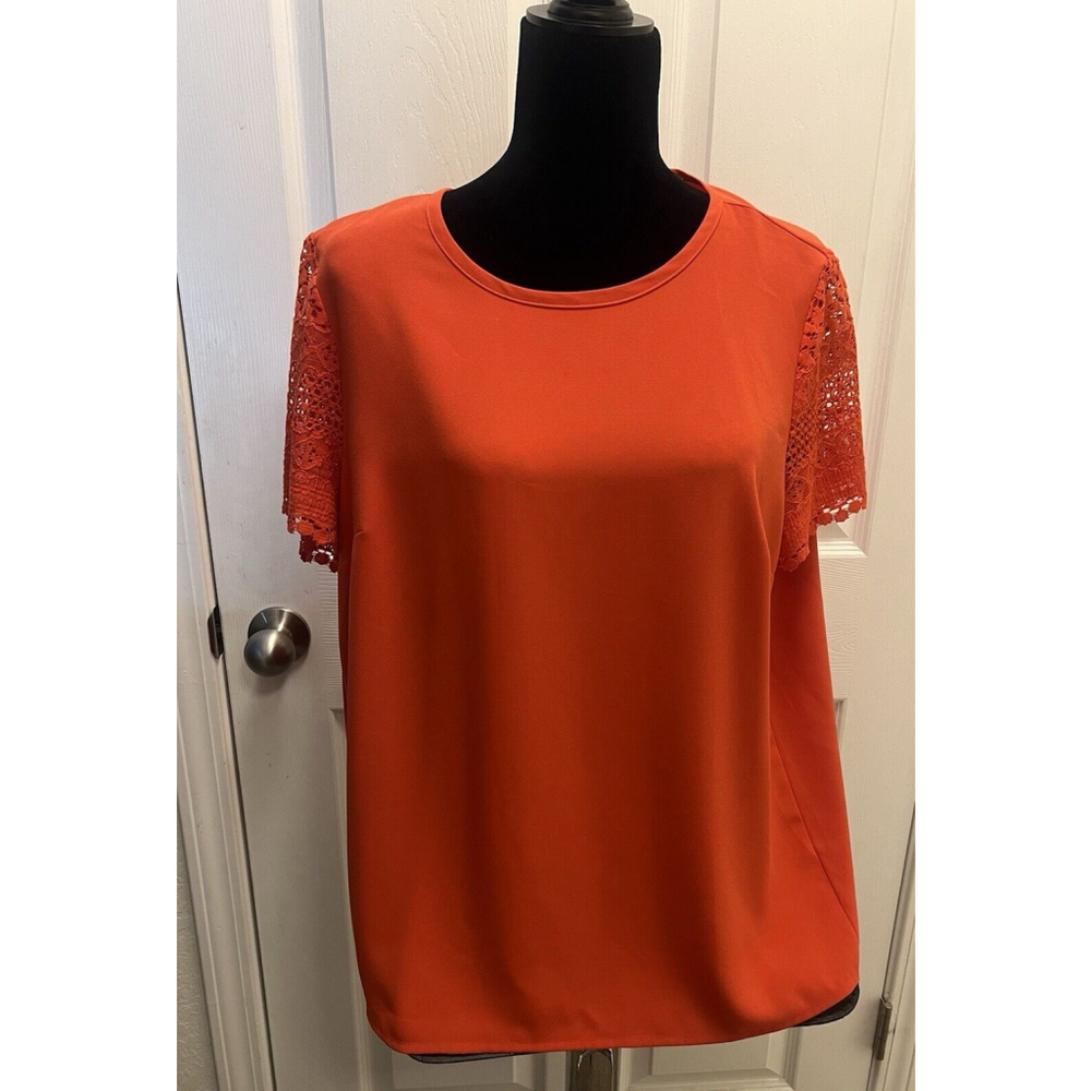 Michael Kors Orange Lace Sleeve Blouse | Size L | Must Sell